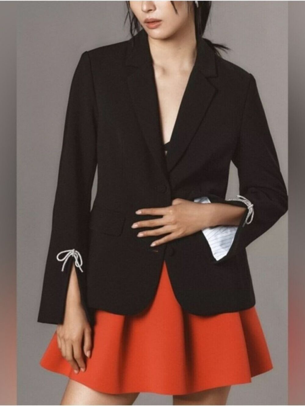 DOLAN BLACK LEFT COAST CRYSTAL BOW BLAZER FROM ANTHROPOLOGIE SIZE SMALL NWT